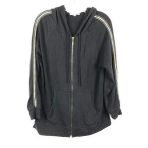 Johnny Was Calmé Hoodie Medium Black Glitter Gold Green Trim Organic Cotton